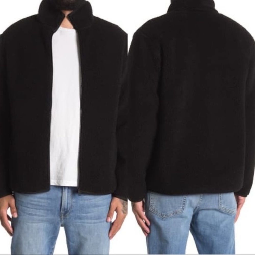 Theory Black Classon F Glacial Fleece Jacket Sz M